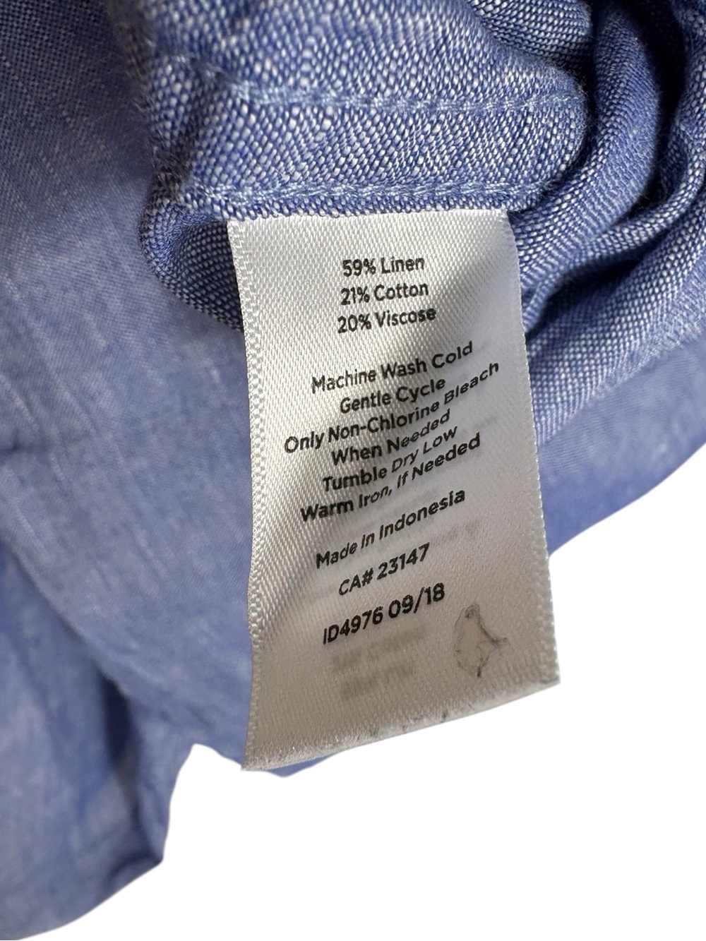 TALBOTS Linen Blend 3/4 Button Pullover Shirt in Blue Size 2X -- COASTAL VIBES!! - Picture 7 of 9
